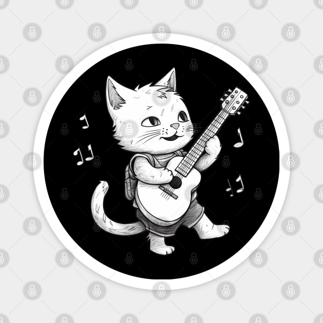 Cat playing guitar Magnet by Onceer